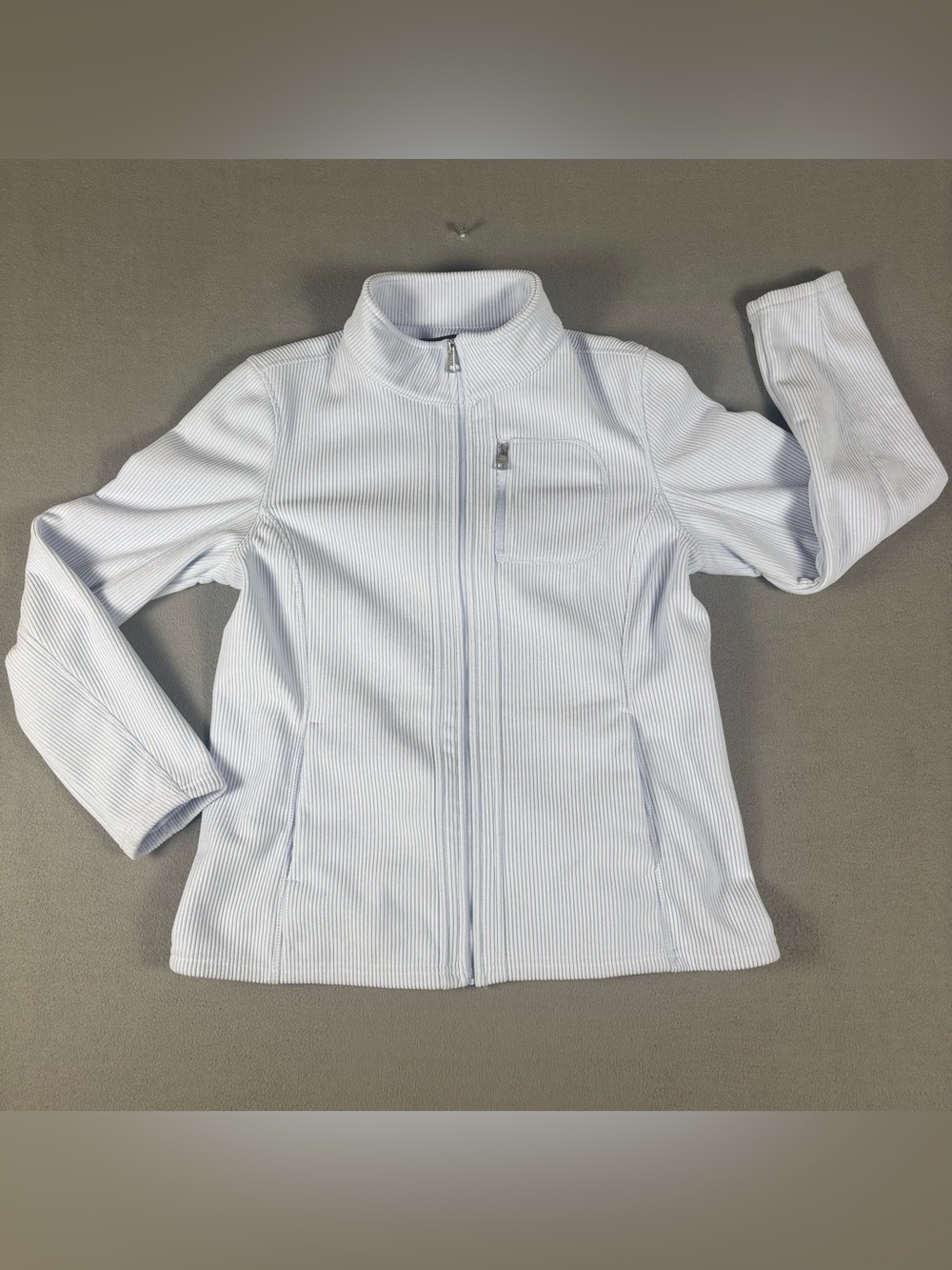 Andrew Marc Women's Ribbed Full Zip Jacket Medium Blue